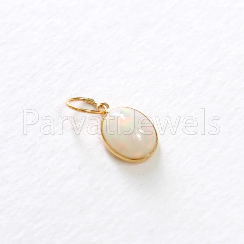 Natural Ethiopian Opal Charm, 18k Solid Gold Charm, Opal Charm, Gold Charm, Charm Necklace, Charm Pendant, Handmade Gold Charm, Gold Charms Necklace, Gift For Christmas Charm, Gift For Her charm