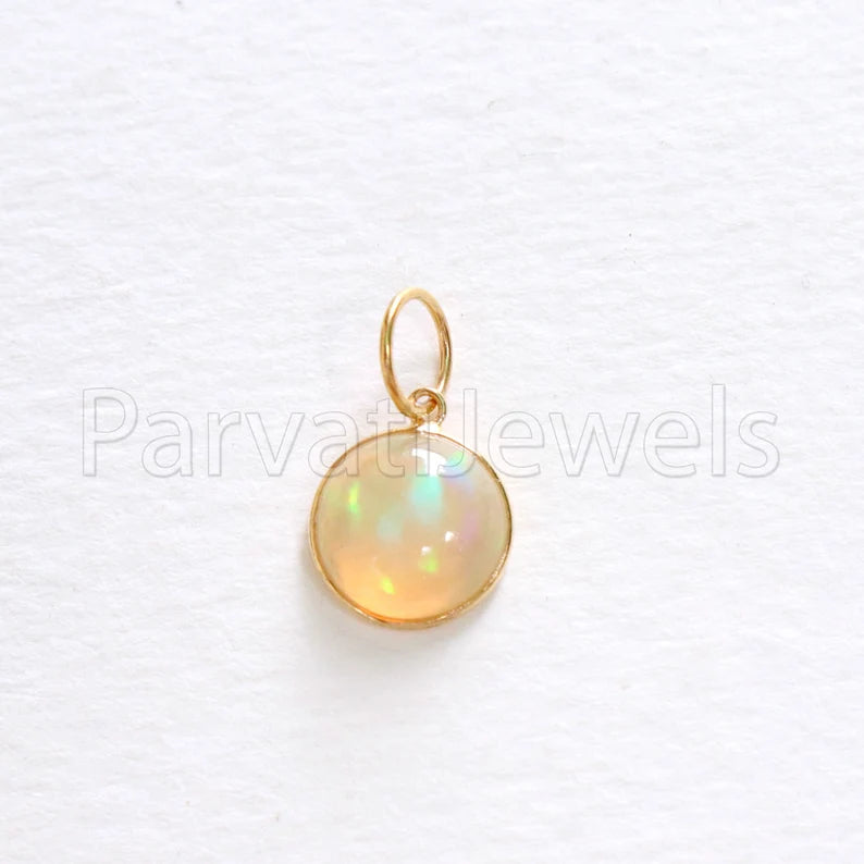Natural Fire Ethiopian Opal Charm, 18k Solid Gold Charm, Natural Opal Charm, Gold Charm, Charm Necklace, Charm Pendant, Handmade Gold Charm, Gold Charm Pendant, Christmas Gift Charm, Gift For Mom Charm