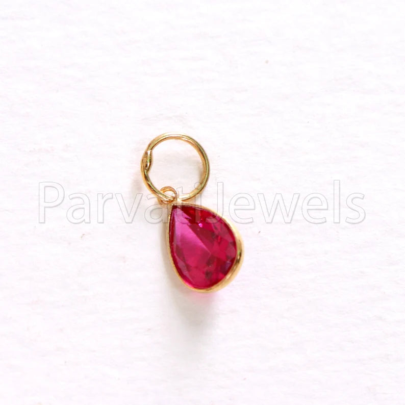 Lab Ruby Charm, 18k Solid Gold Charm, Handmade Gold Charm, Charm Pendant, Charms Necklace, Ruby Charms, Minimalist Pendant, Ruby Charms