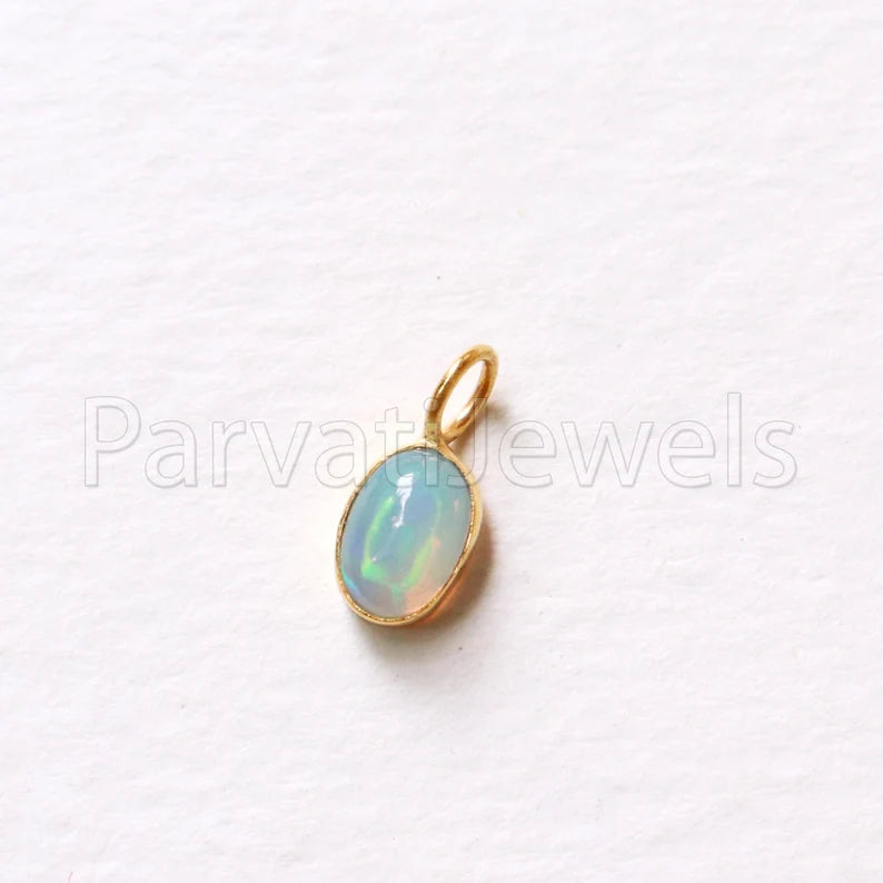 Natural Ethiopian Opal Charm, 18k Solid Gold Charm, Opal Charm, Gold Charm Pendant, Charm Necklace, Charm Pendant, Handmade Gold Charm, Opal Gold Charms