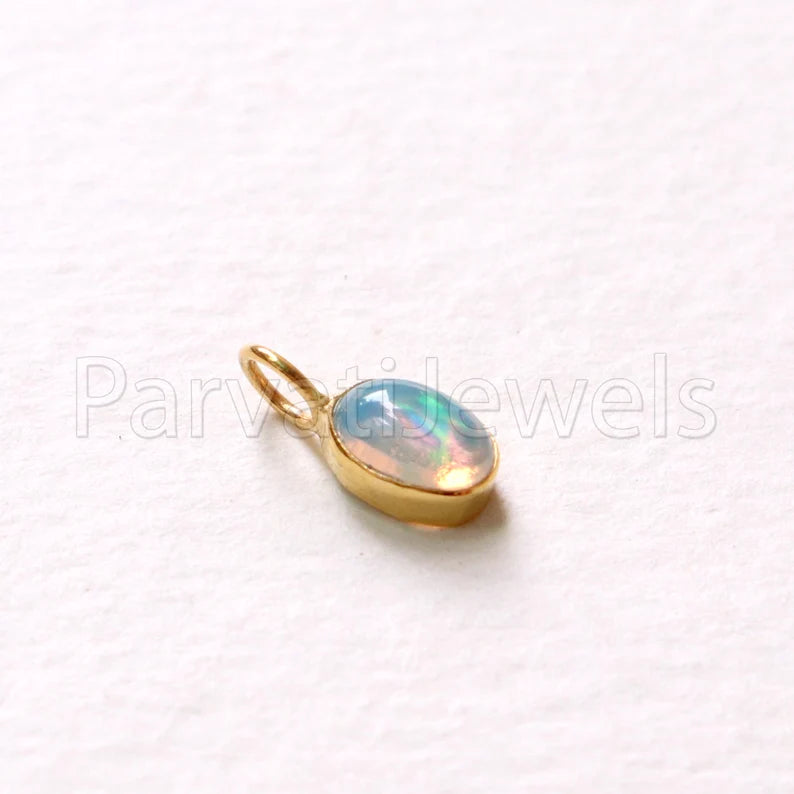 Natural Ethiopian Opal Charm, 18k Solid Gold Charm, Opal Charm, Gold Charm Pendant, Charm Necklace, Charm Pendant, Handmade Gold Charm, Opal Gold Charms