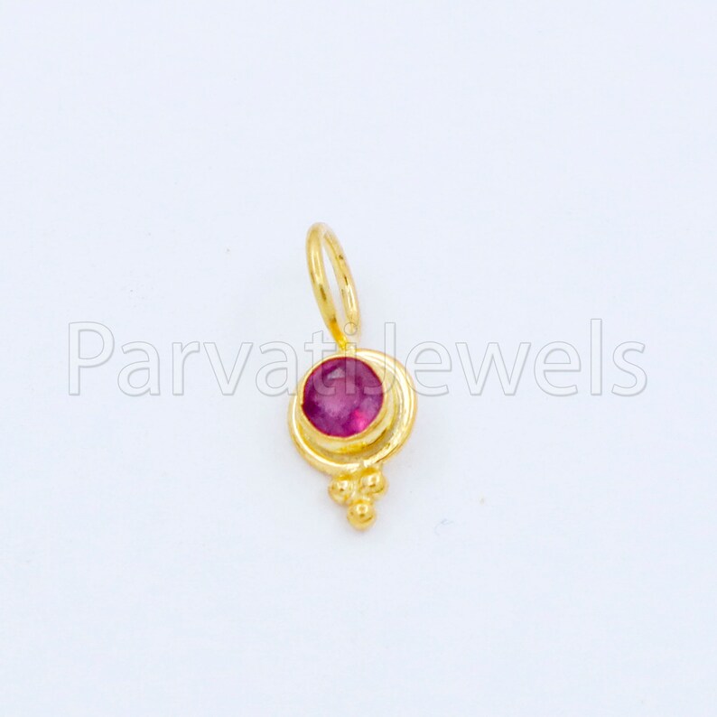 Natural Ruby Charm, 18k Solid Gold Charm, Handmade Gold Charm, Designer Charm Pendant, Charms Necklace, Ruby Charm