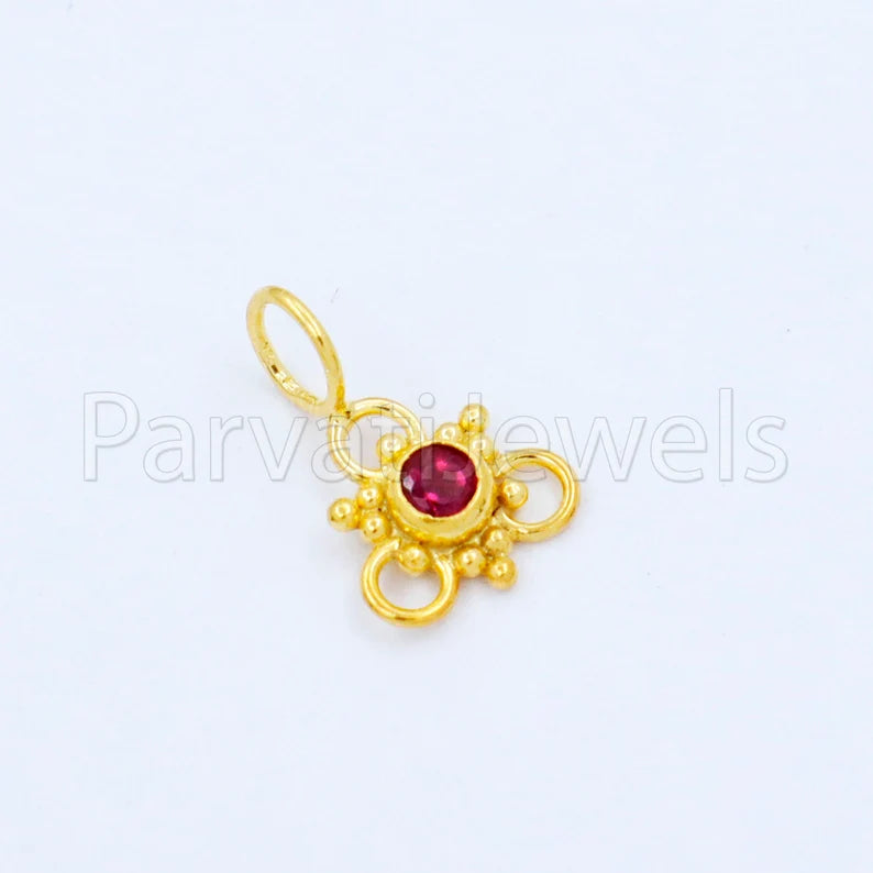 Natural Ruby Charm, 18k Solid Gold Charm, Handmade Gold Charm, Designer Charm Pendant, Charms Necklace, Ruby Charm