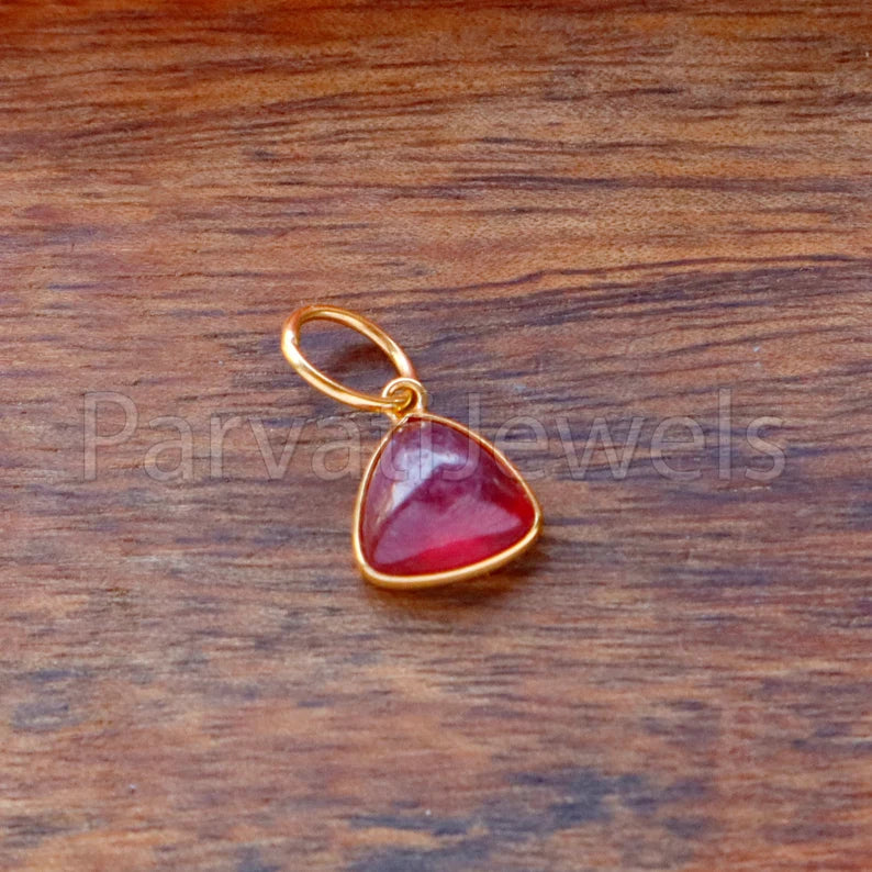Cabochon Ruby Charm, 18k Solid Gold Charm, Handmade Gold Charm, Charm Pendant, Charms Necklace, Minimalist Pendant, Natural Ruby Charms