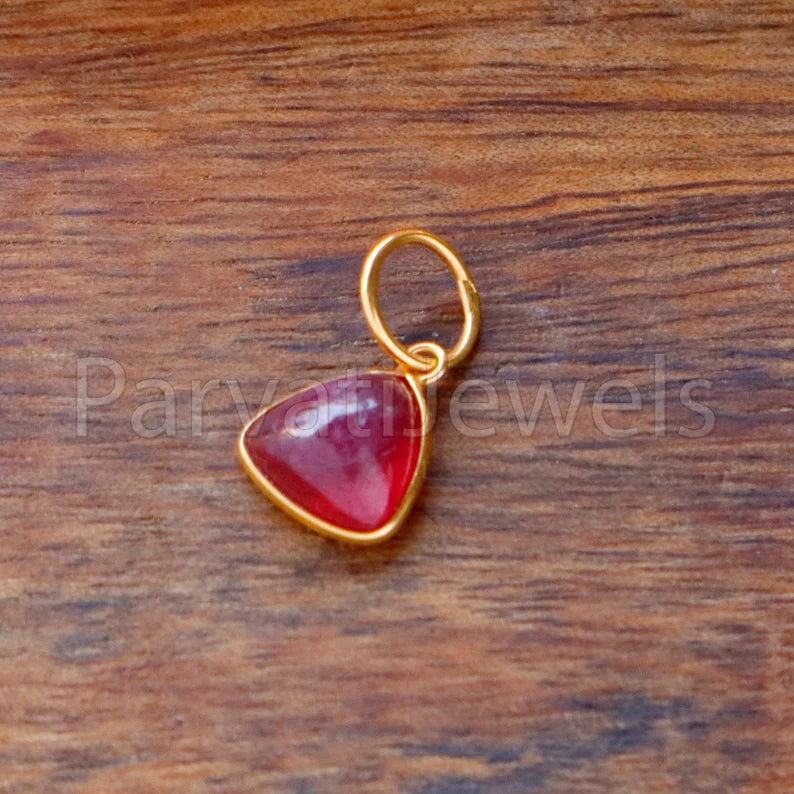 Cabochon Ruby Charm, 18k Solid Gold Charm, Handmade Gold Charm, Charm Pendant, Charms Necklace, Minimalist Pendant, Natural Ruby Charms