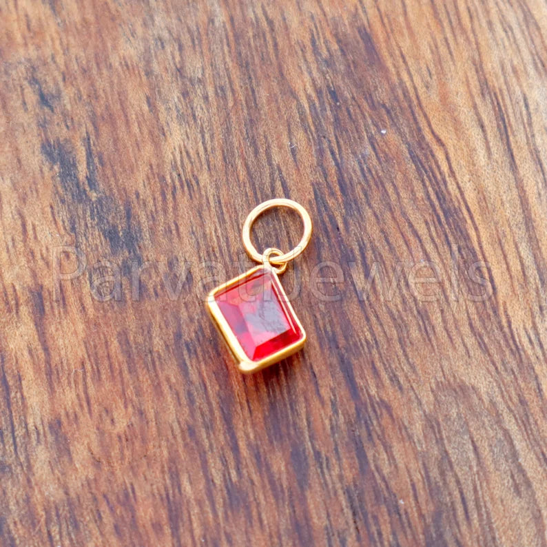 Lab-Created Ruby Charm, 18k Solid Gold Charm, Handmade Gold Charm, Charm Pendant, Charms Necklace, Ruby Charms, Minimalist Pendant