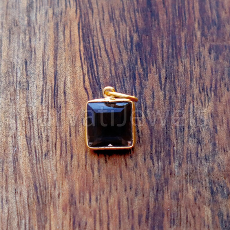 Smoky Topaz Charm, 18k Solid Gold Charm, Natural Smoky Topaz Charm, Gold Charm, Charm Pendant, Charm Necklace, Handmade Gold Charm