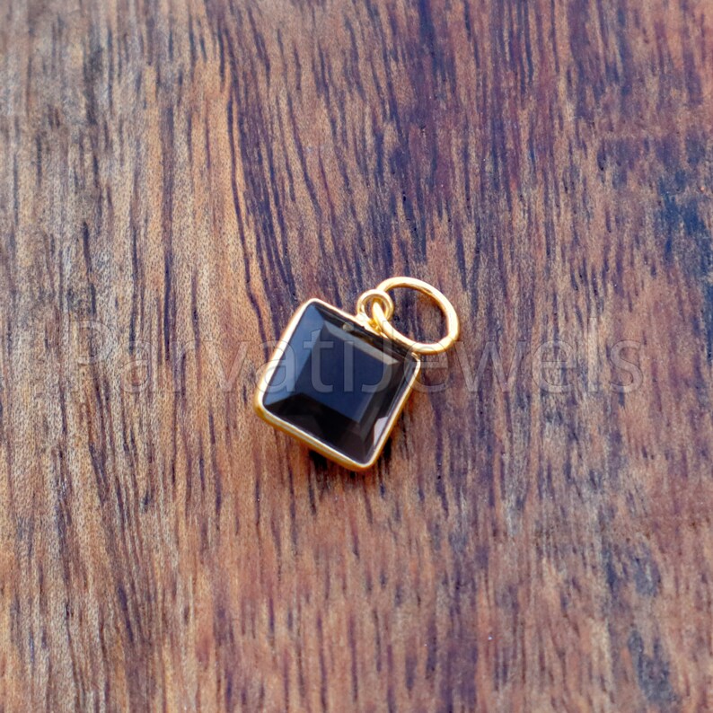 Smoky Topaz Charm, 18k Solid Gold Charm, Natural Smoky Topaz Charm, Gold Charm, Charm Pendant, Charm Necklace, Handmade Gold Charm