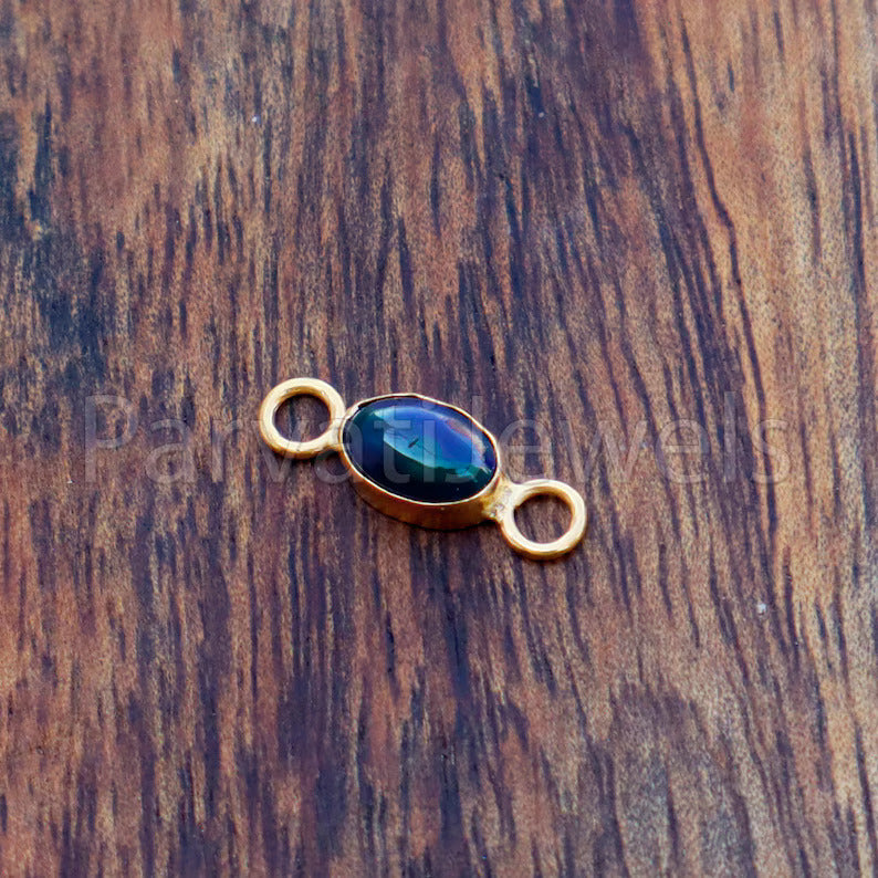 Chalama Black Opal Connector, 18k Solid Gold Connector, Natural Chalama Black Opal Connector, Gold Connector, Jewelry Connector,