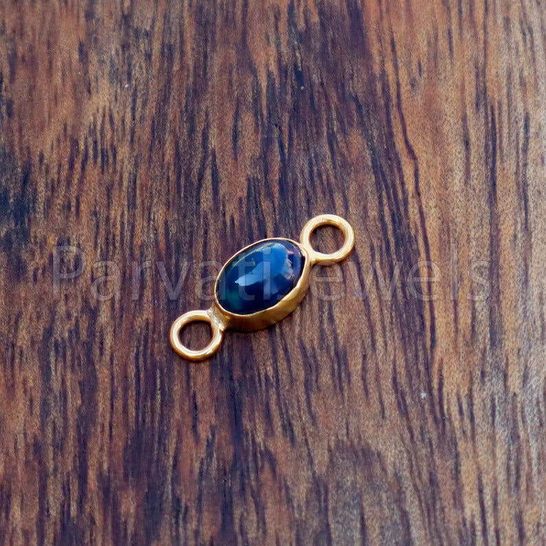 Chalama Black Opal Connector, 18k Solid Gold Connector, Natural Chalama Black Opal Connector, Gold Connector, Jewelry Connector,
