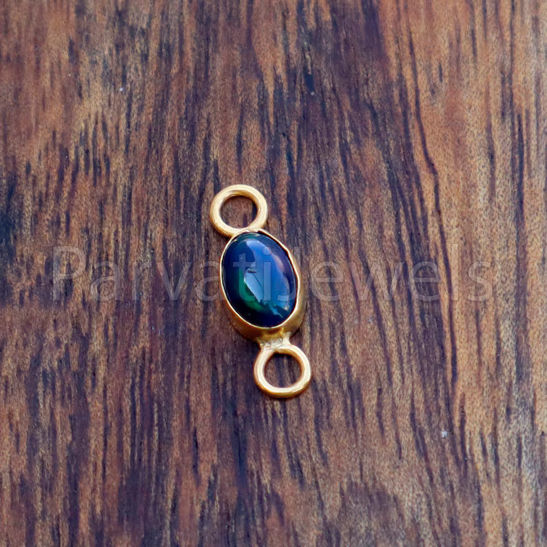 Chalama Black Opal Connector, 18k Solid Gold Connector, Natural Chalama Black Opal Connector, Gold Connector, Jewelry Connector,