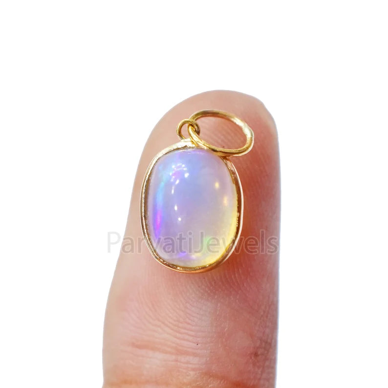 Natural Fire Ethiopian Opal Charm, 18k Solid Gold Charm, Opal Gold Charm, Charm Necklace, Charm Pendant, Handmade 18K Solid Gold Charm, Gift For Christmas Charm, Gift For Her Charm