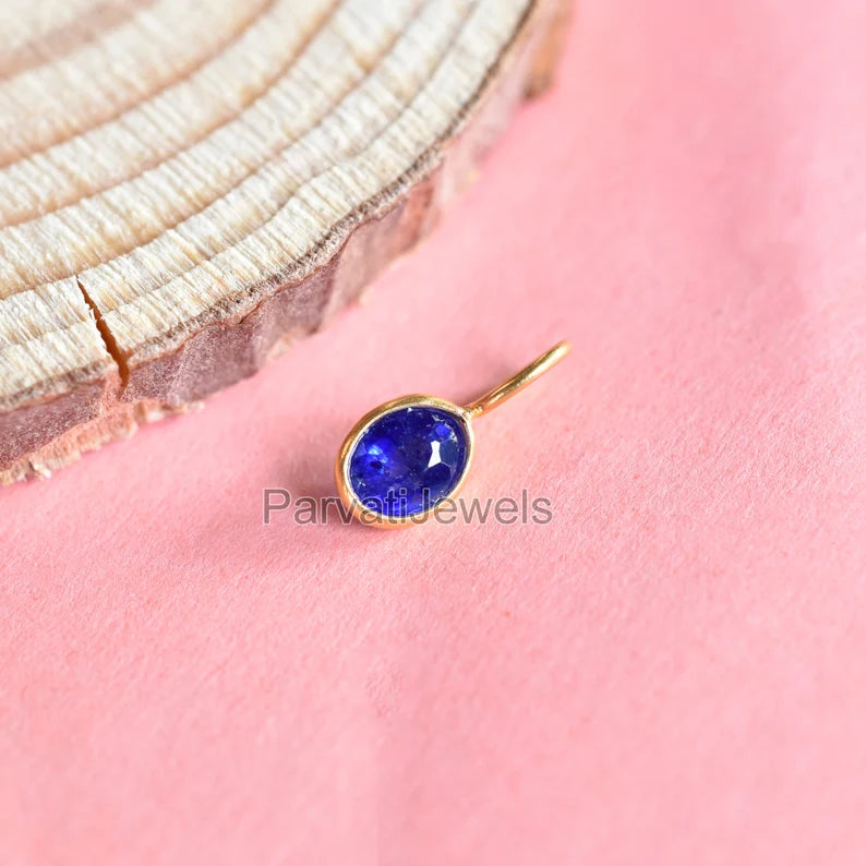 18K Solid Gold Natural Blue Sapphire Gemstone Charm Pendant, Sapphire Gold Charm, September Birthstone, Made for gifting, Gift for her