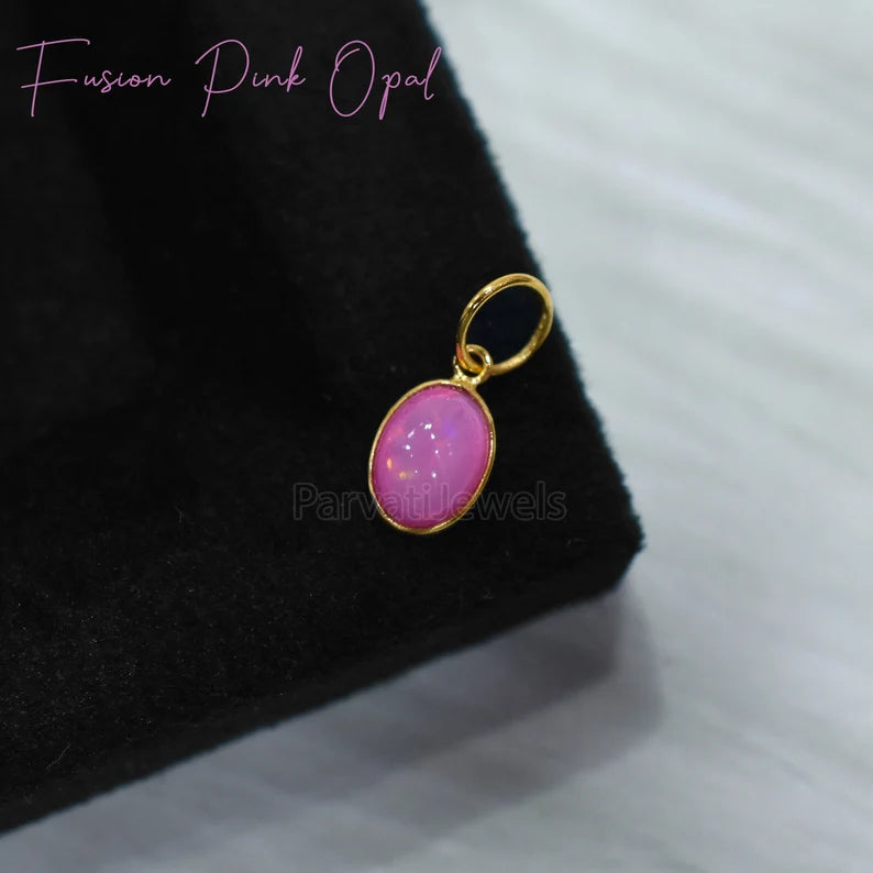 NEW POP COLLECTION Multi Color Fire Opal 18K Solid Gold Charm, Mexican Fire Opal Gold Charm, 18K Gold Fire Pink Opal Charm, Charm Pendant