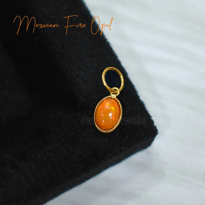 NEW POP COLLECTION Multi Color Fire Opal 18K Solid Gold Charm, Mexican Fire Opal Gold Charm, 18K Gold Fire Pink Opal Charm, Charm Pendant