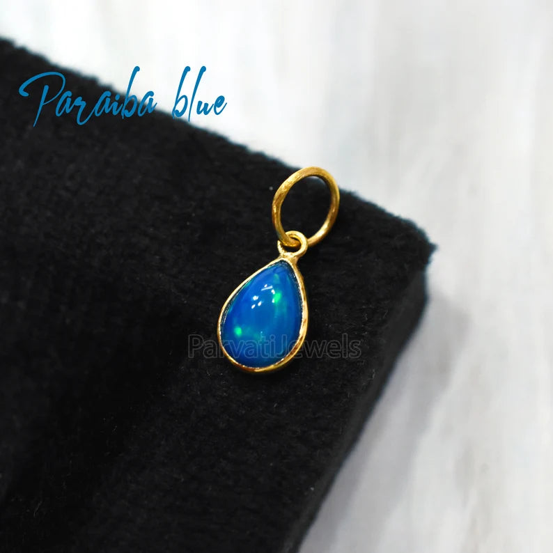 Unique Style Multi Color Fire Opal 18K Solid Gold Charm, 18K Gold Mexican Charm, 18K Gold Fire Pink Opal Charm Pendant, Charm Pendant, Christmas Gift Charm, Gift For Her Charm