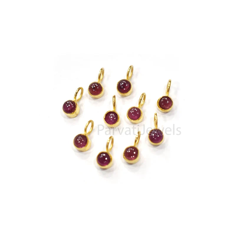 Natural Ruby Cabochon Gold Charm, Handmade 18k Solid Gold Charm, Ruby Gold Charm Pendant, 18K Gold Charm, Minimalist Charm For Gifting