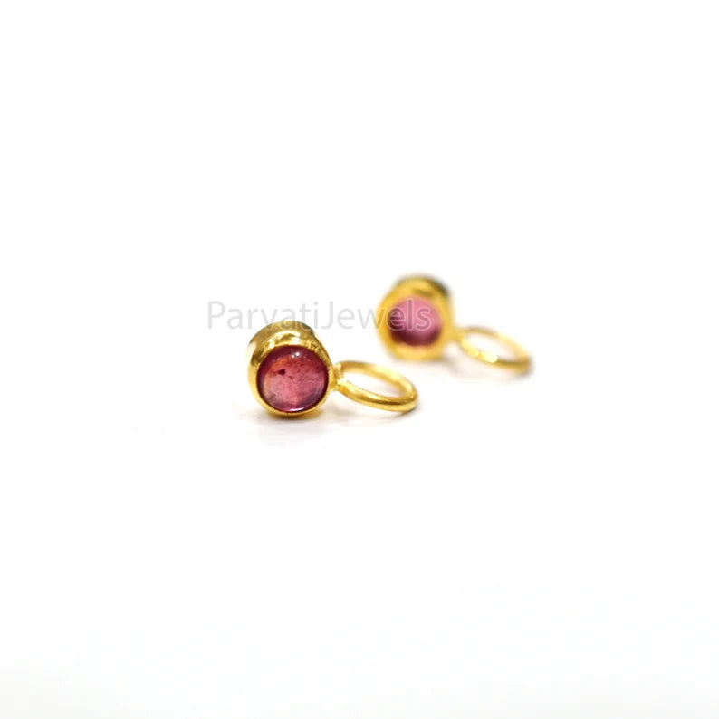 Natural Ruby Cabochon Gold Charm, Handmade 18k Solid Gold Charm, Ruby Gold Charm Pendant, 18K Gold Charm, Minimalist Charm For Gifting