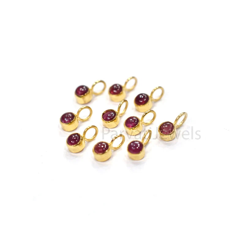 Natural Ruby Cabochon Gold Charm, Handmade 18k Solid Gold Charm, Ruby Gold Charm Pendant, 18K Gold Charm, Minimalist Charm For Gifting