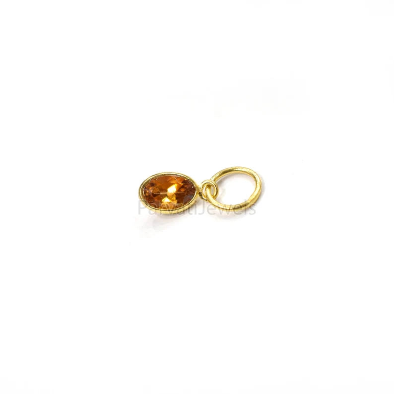 18k Solid Gold Charm, Natural Yellow Sapphire Charm, Gold Charm, Charm Pendant, Charm Necklace, Handmade Gold Charm For Gifting