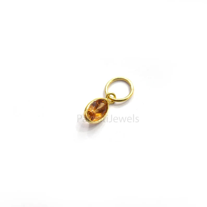 18k Solid Gold Charm, Natural Yellow Sapphire Charm, Gold Charm, Charm Pendant, Charm Necklace, Handmade Gold Charm For Gifting