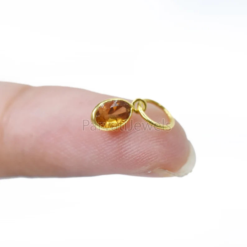 18k Solid Gold Charm, Natural Yellow Sapphire Charm, Gold Charm, Charm Pendant, Charm Necklace, Handmade Gold Charm For Gifting