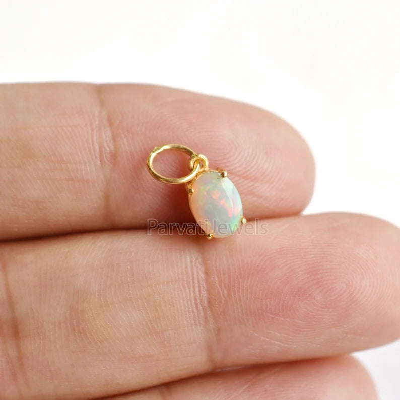 Natural Ethiopian Opal Charm, 18k Solid Gold Charm, Opal Charm, Gold Charm, Charm Necklace, Charm Pendant, Handmade Gold Charm, Opal Gold Charms