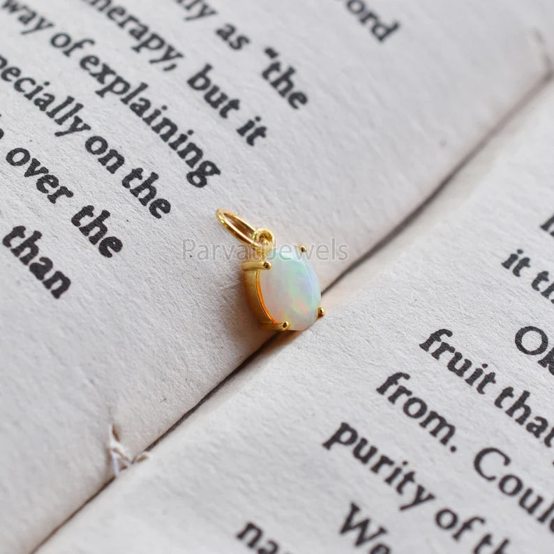 Natural Ethiopian Opal Charm, 18k Solid Gold Charm, Opal Charm, Gold Charm, Charm Necklace, Charm Pendant, Handmade Gold Charm, Opal Gold Charms