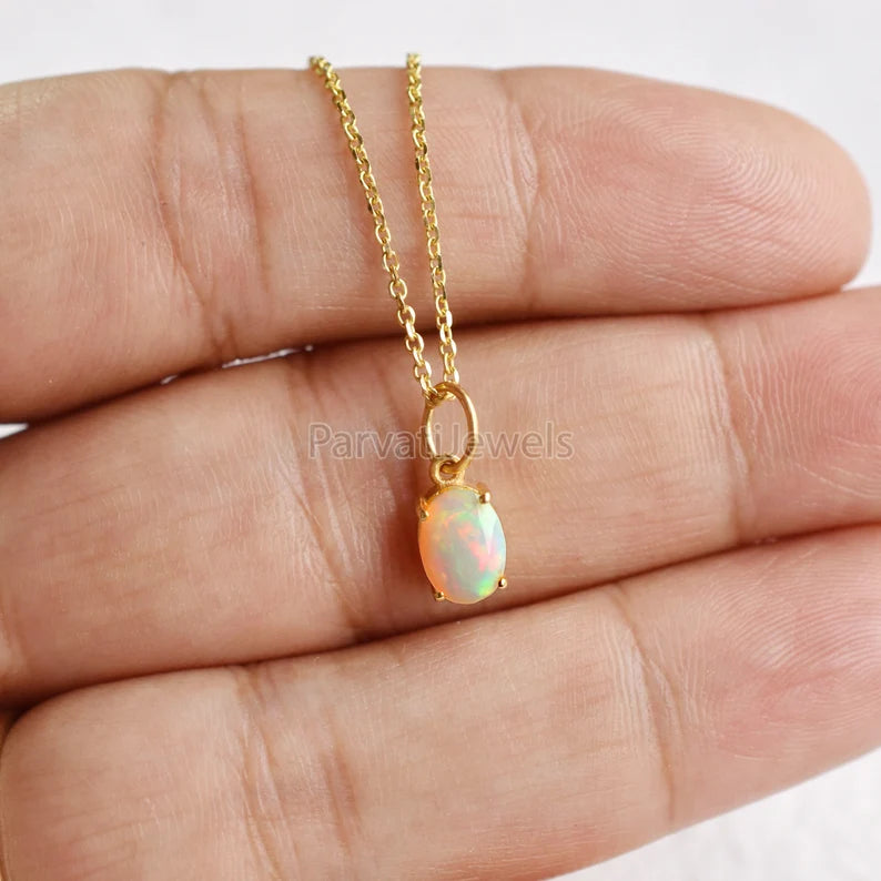 Natural Ethiopian Opal Charm, 18k Solid Gold Charm, Opal Charm, Gold Charm, Charm Necklace, Charm Pendant, Handmade Gold Charm, Opal Gold Charms
