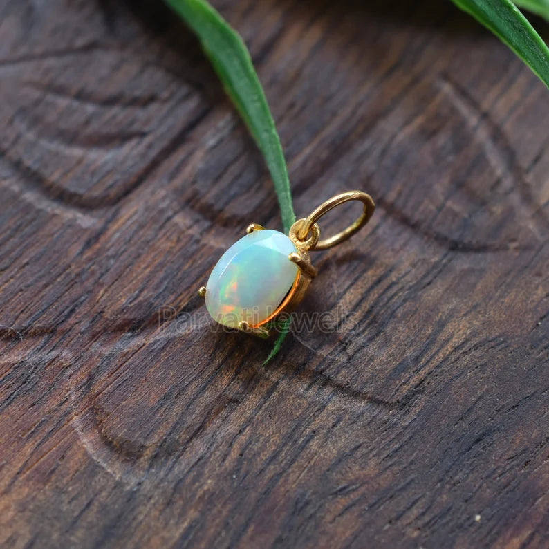Natural Ethiopian Opal Charm, 18k Solid Gold Charm, Opal Charm, Gold Charm, Charm Necklace, Charm Pendant, Handmade Gold Charm, Opal Gold Charms