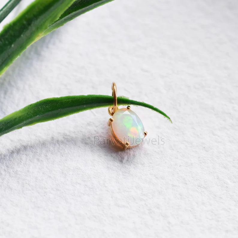 Natural Ethiopian Opal Charm, 18k Solid Gold Charm, Opal Charm, Gold Charm, Charm Necklace, Charm Pendant, Handmade Gold Charm, Opal Gold Charms
