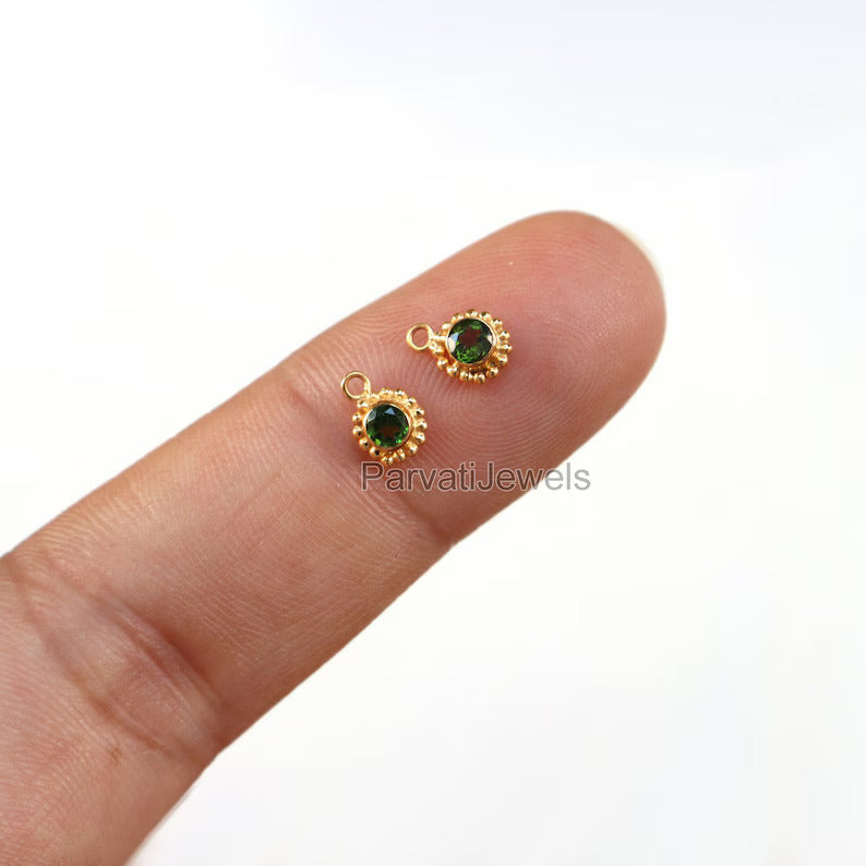 Beautiful Solid Gold Filigree Earrings, Handmade Gold Filigree Earrings, Blue Topaz Earrings, Green Tourmaline Earrings, Gift For Her