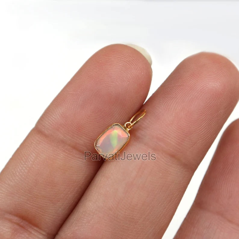 Natural Ethiopian Opal Charm, 18k Solid Gold Charm, Opal Charm, Gold Charm, Charm Necklace, Charm Pendant, Handmade Gold Charm, Gold Charms