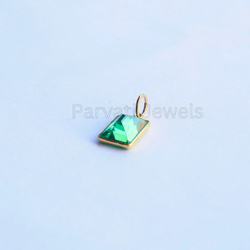 Beautiful Lab Created Peridot Charm, 18k Solid Gold Charm, Gold Peridot Charm, Gold Charm, Charm Necklace, Handmade Gold Charm, Gift for Her