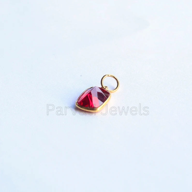 Elegant Lab-Created Ruby Charm, 18k Solid Gold Charm, Gold Ruby Charm, Gold Charm, Charm Necklace, Handmade Gold Charm, Gift for Her
