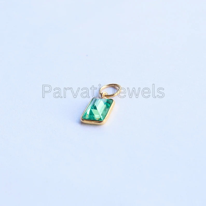 Exquisite Lab Created Peridot Charm, 18k Solid Gold Charm, Gold Jewelry, Gold Charm, Charm Necklace, Handmade Gold Charm, Gift for Her 4x6
