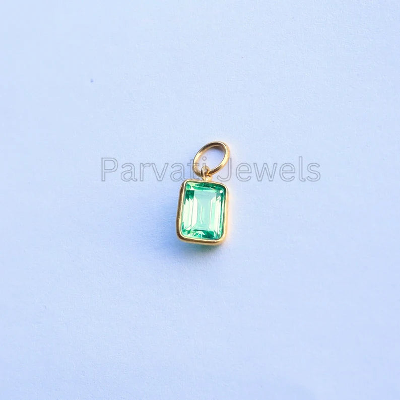 Exquisite Lab Created Peridot Charm, 18k Solid Gold Charm, Gold Jewelry, Gold Charm, Charm Necklace, Handmade Gold Charm, Gift for Her 4x6
