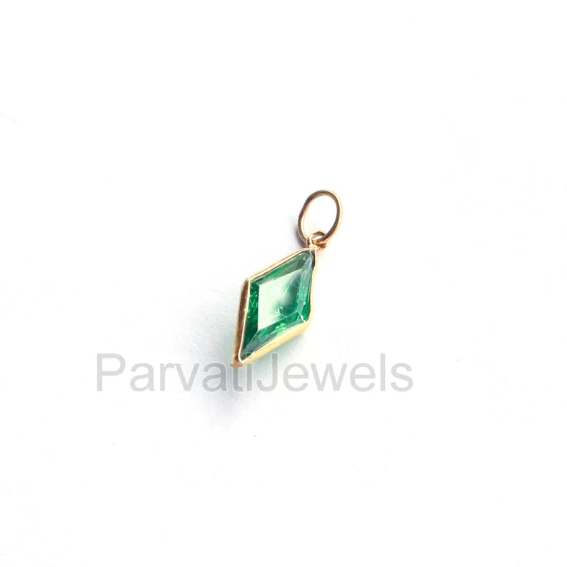 Elegant Lab-Created Peridot Charm, 18k Solid Gold Charm, Handmade Gold Charm, Charms Necklace, Peridot Charms, Gift For Her