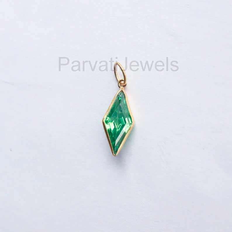 Elegant Lab-Created Peridot Charm, 18k Solid Gold Charm, Handmade Gold Charm, Charms Necklace, Peridot Charms, Gift For Her
