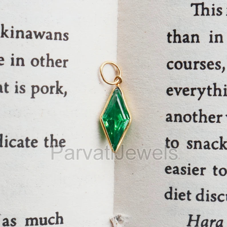 Elegant Lab-Created Peridot Charm, 18k Solid Gold Charm, Handmade Gold Charm, Charms Necklace, Peridot Charms, Gift For Her