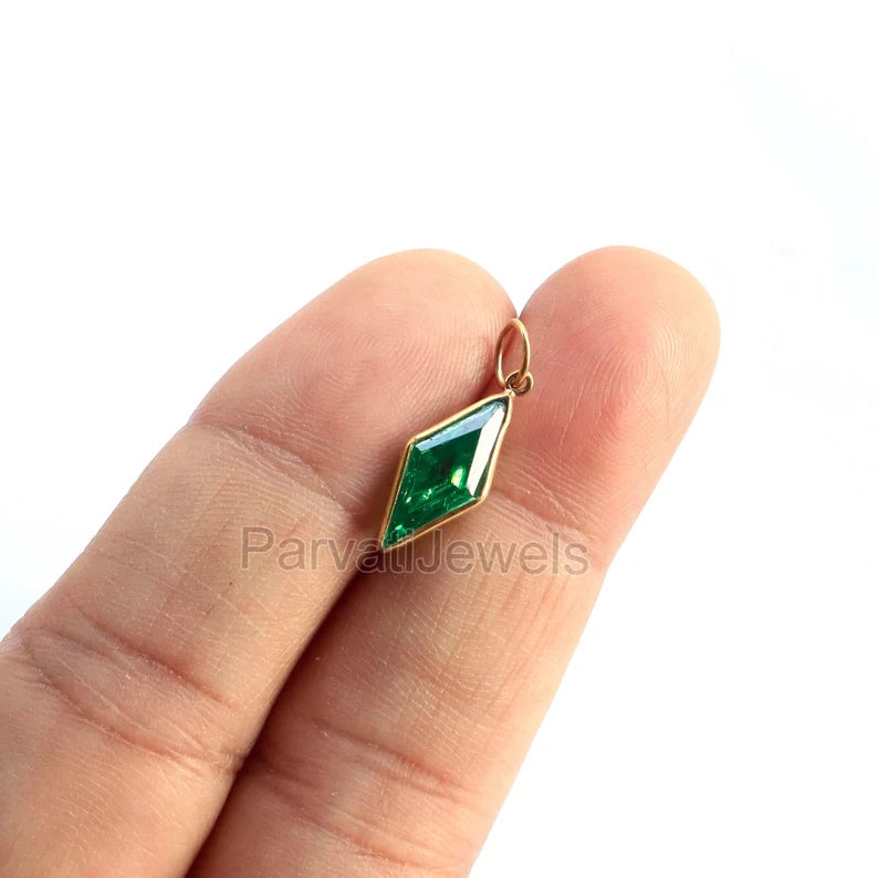 Elegant Lab-Created Peridot Charm, 18k Solid Gold Charm, Handmade Gold Charm, Charms Necklace, Peridot Charms, Gift For Her