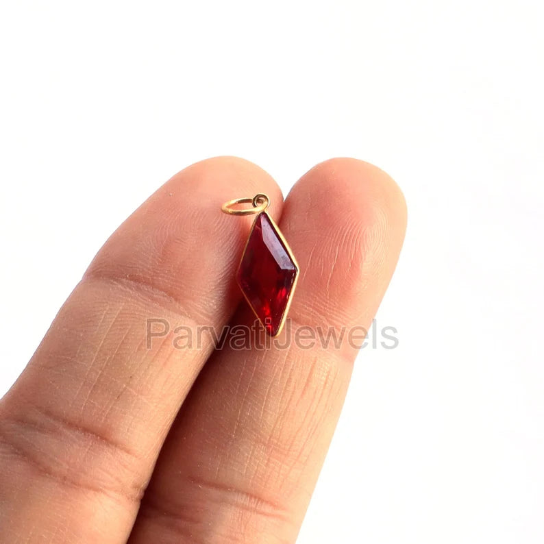 Elegant Lab-Created Ruby Charm, 18k Solid Gold Charm, Handmade Gold Charm, Charm Pendant, Charms Necklace, Ruby Charms, Gift For Her