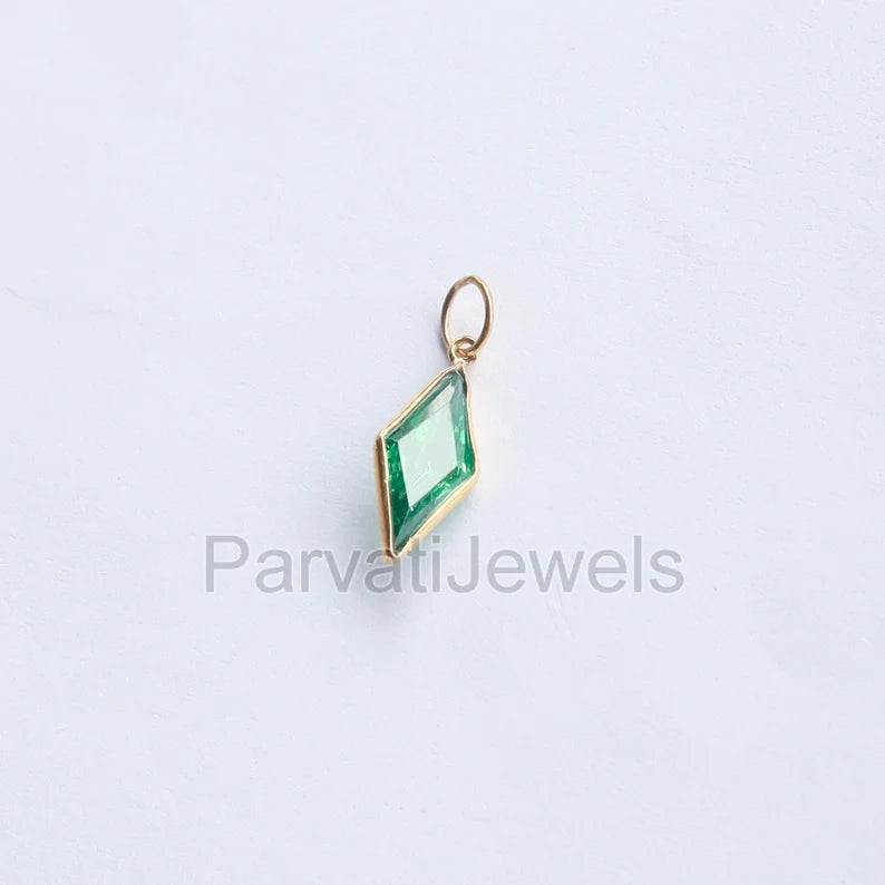 Elegant Lab-Created Peridot Charm, 18k Solid Gold Charm, Handmade Gold Charm, Charms Necklace, Peridot Charms, Gift For Her
