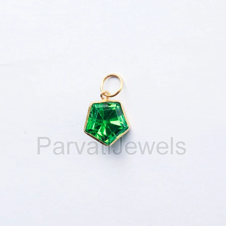 Lab-Created Peridot Charm, 18k Solid Gold Charm, Handcrafted Gold Charm, Charms Pendant, Authentic Gold Jewelry, Peridot Charm, Gift For Her