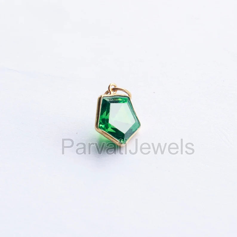 Lab-Created Peridot Charm, 18k Solid Gold Charm, Handcrafted Gold Charm, Charms Pendant, Authentic Gold Jewelry, Peridot Charm, Gift For Her