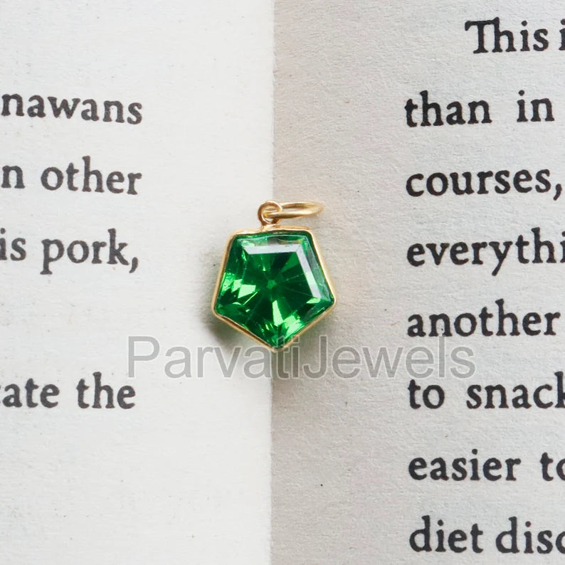 Lab-Created Peridot Charm, 18k Solid Gold Charm, Handcrafted Gold Charm, Charms Pendant, Authentic Gold Jewelry, Peridot Charm, Gift For Her