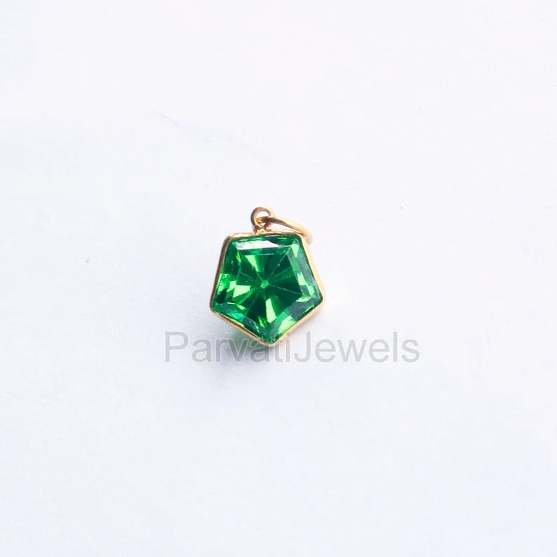 Lab-Created Peridot Charm, 18k Solid Gold Charm, Handcrafted Gold Charm, Charms Pendant, Authentic Gold Jewelry, Peridot Charm, Gift For Her