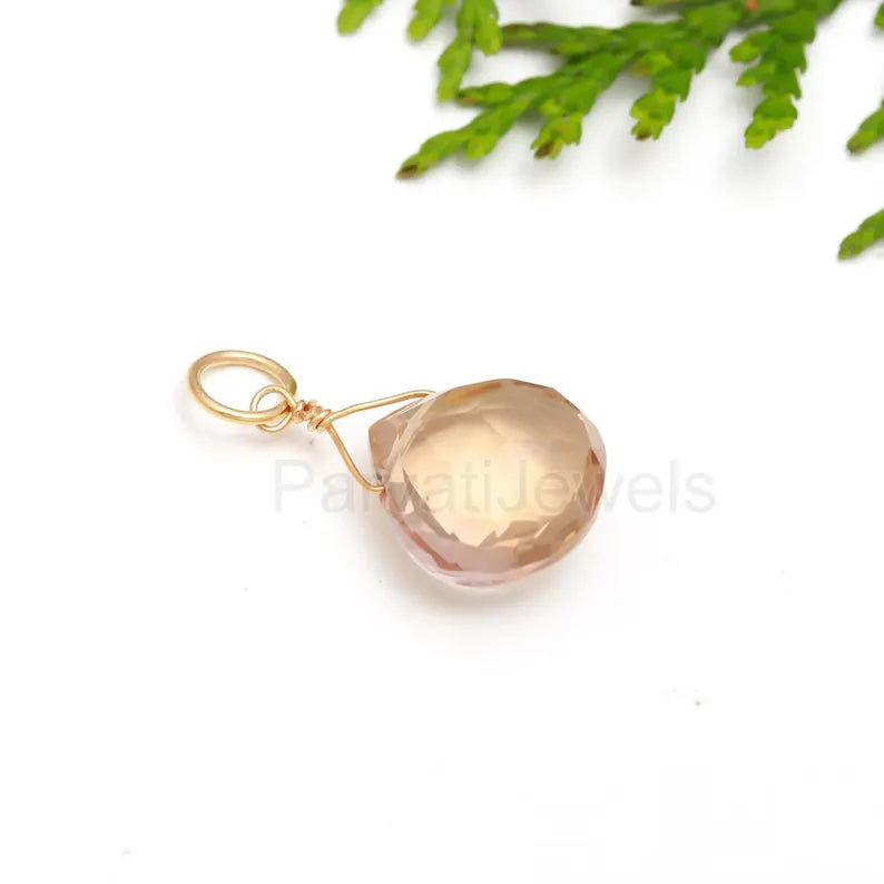 Natural Bear Quartz Charm, 18k Solid Gold Charm, Gold Charm, Bear Quartz Charm, Gold Charm Pendant, Charm Necklace, Handmade Gold Charm