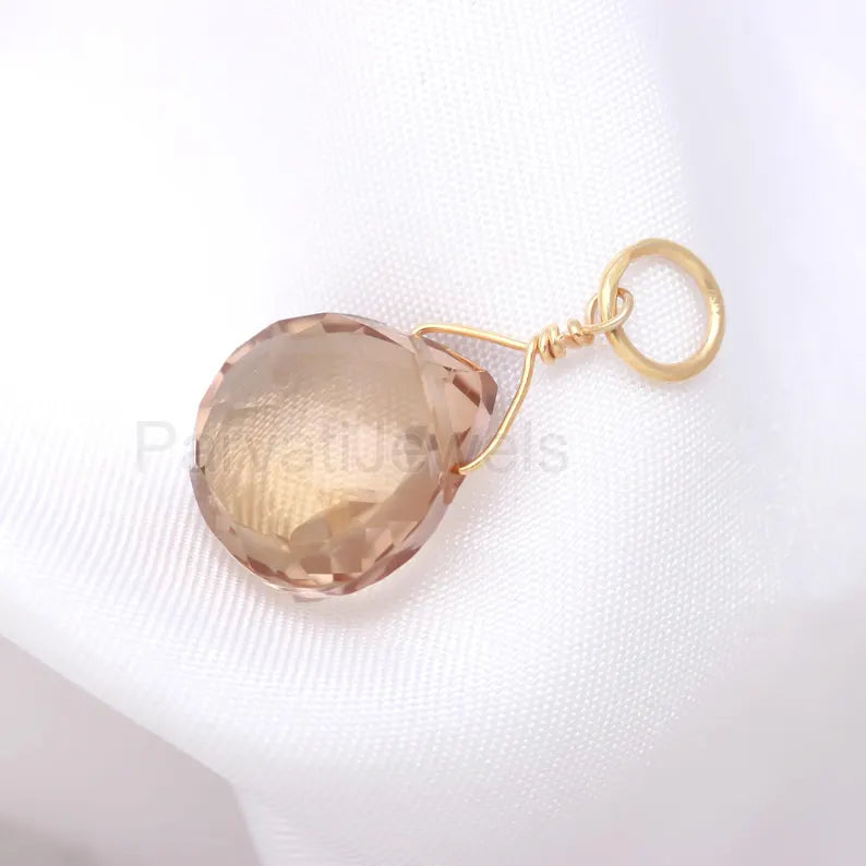 Natural Bear Quartz Charm, 18k Solid Gold Charm, Gold Charm, Bear Quartz Charm, Gold Charm Pendant, Charm Necklace, Handmade Gold Charm