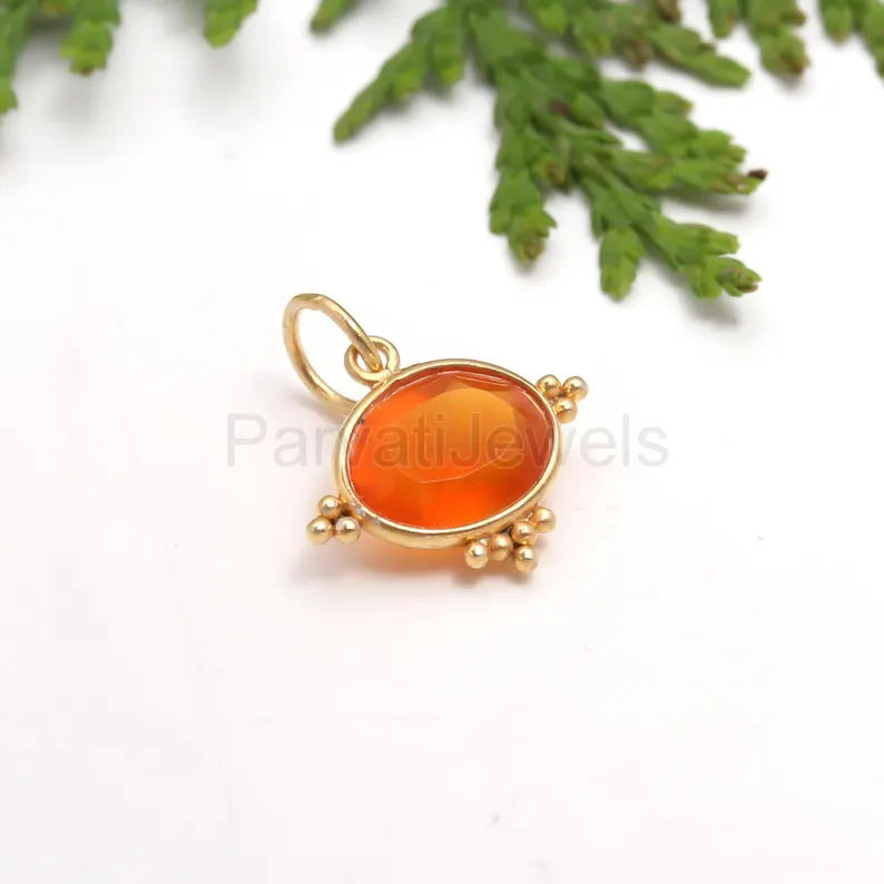 Natural Carnelian Charm, 18k Solid Gold Charm, Carnelian Charm, Gold Charm, Charm Pendant, Charm Necklace, Handmade Gold Charm, Gift for Her